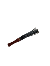 Load image into Gallery viewer, Wooden handled leather flogger